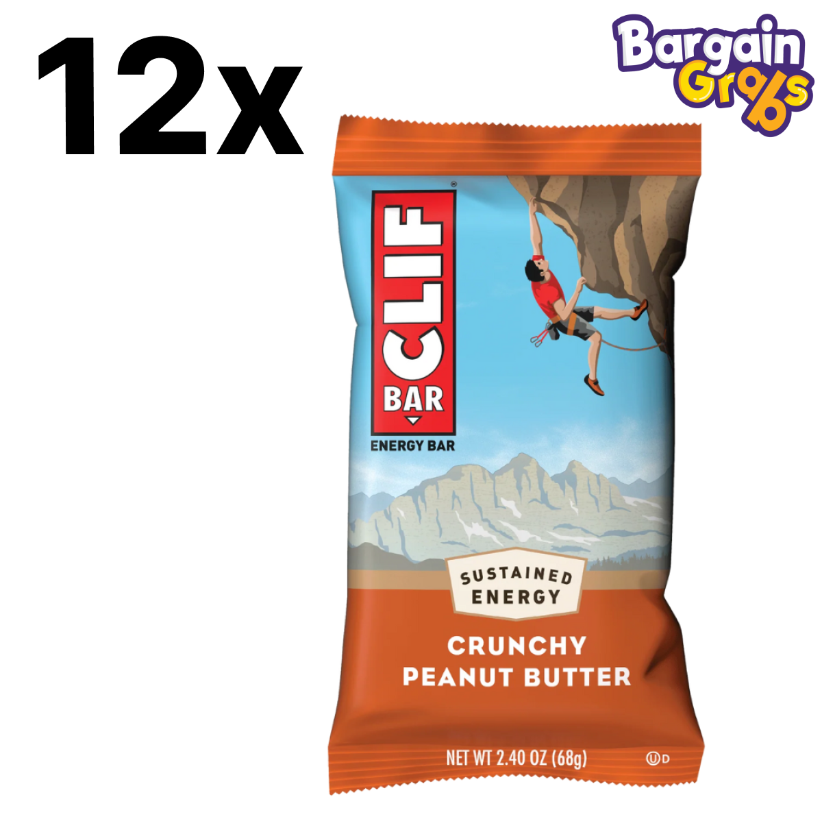 12 x 68g CLIF Bar Crunchy Peanut Butter – high-energy snack bar with plant-based protein for active lifestyles