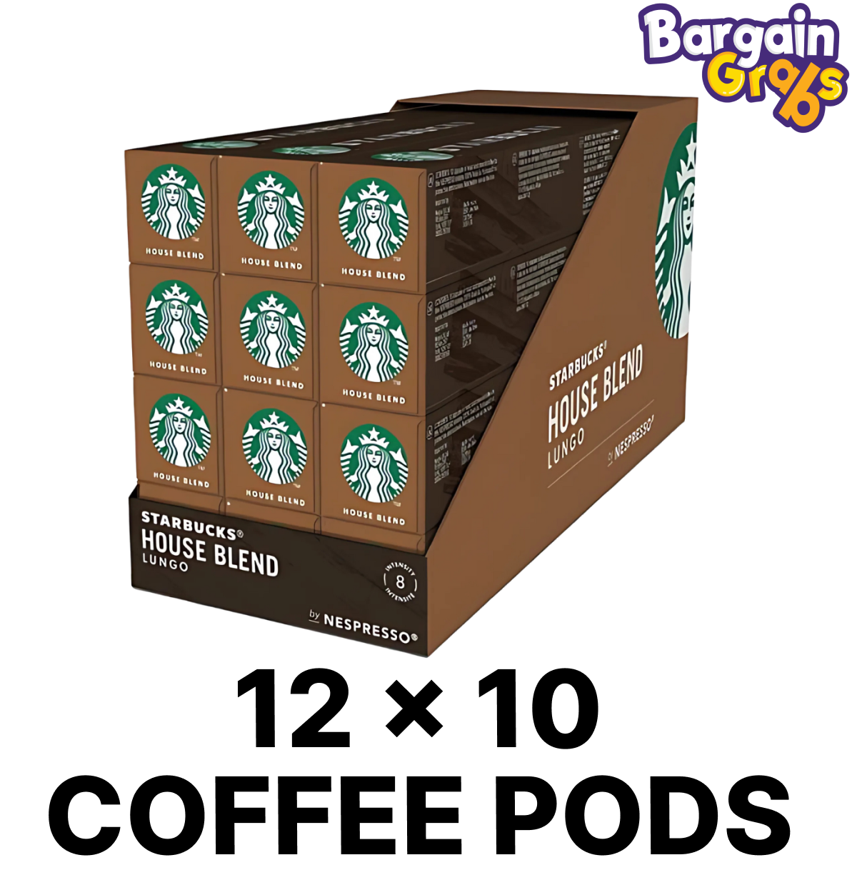 12 packs of 10 Nespresso® compatible pods – House Blend Medium Roast coffee capsules, smooth and balanced flavour, 120 pods total
