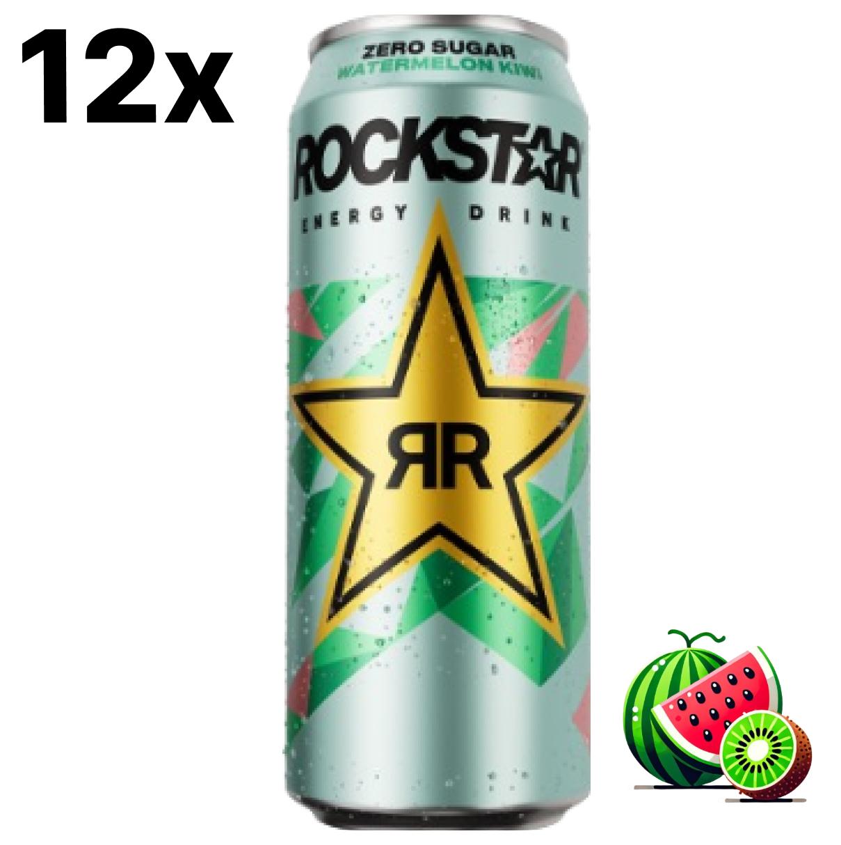 12 pack of 250ml Rockstar Energy Drink – refreshing watermelon & kiwi flavour for an energising boost
