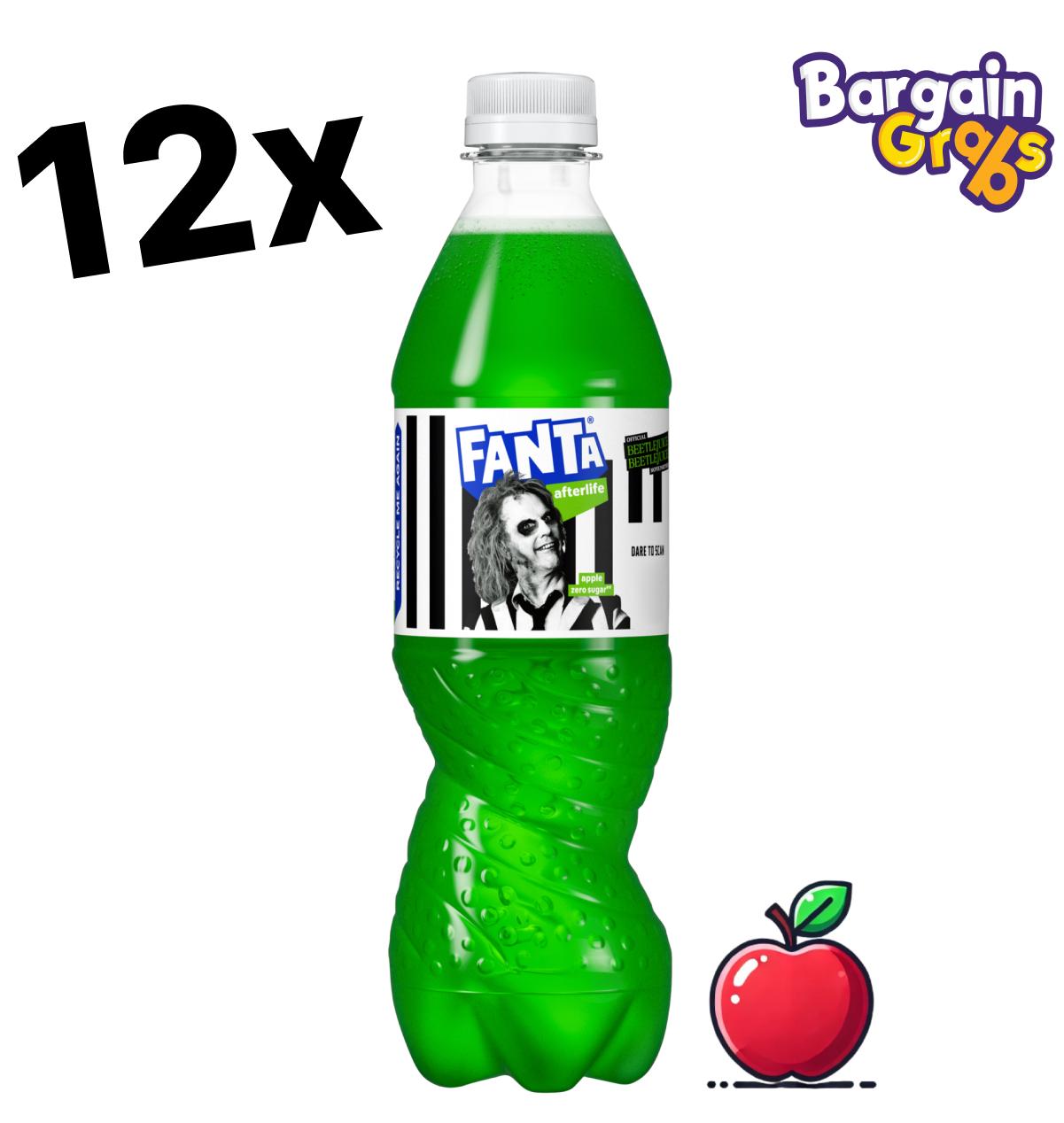 12 pack of 500ml Fanta Zero Apple – sugar-free apple-flavoured fizzy soft drinks