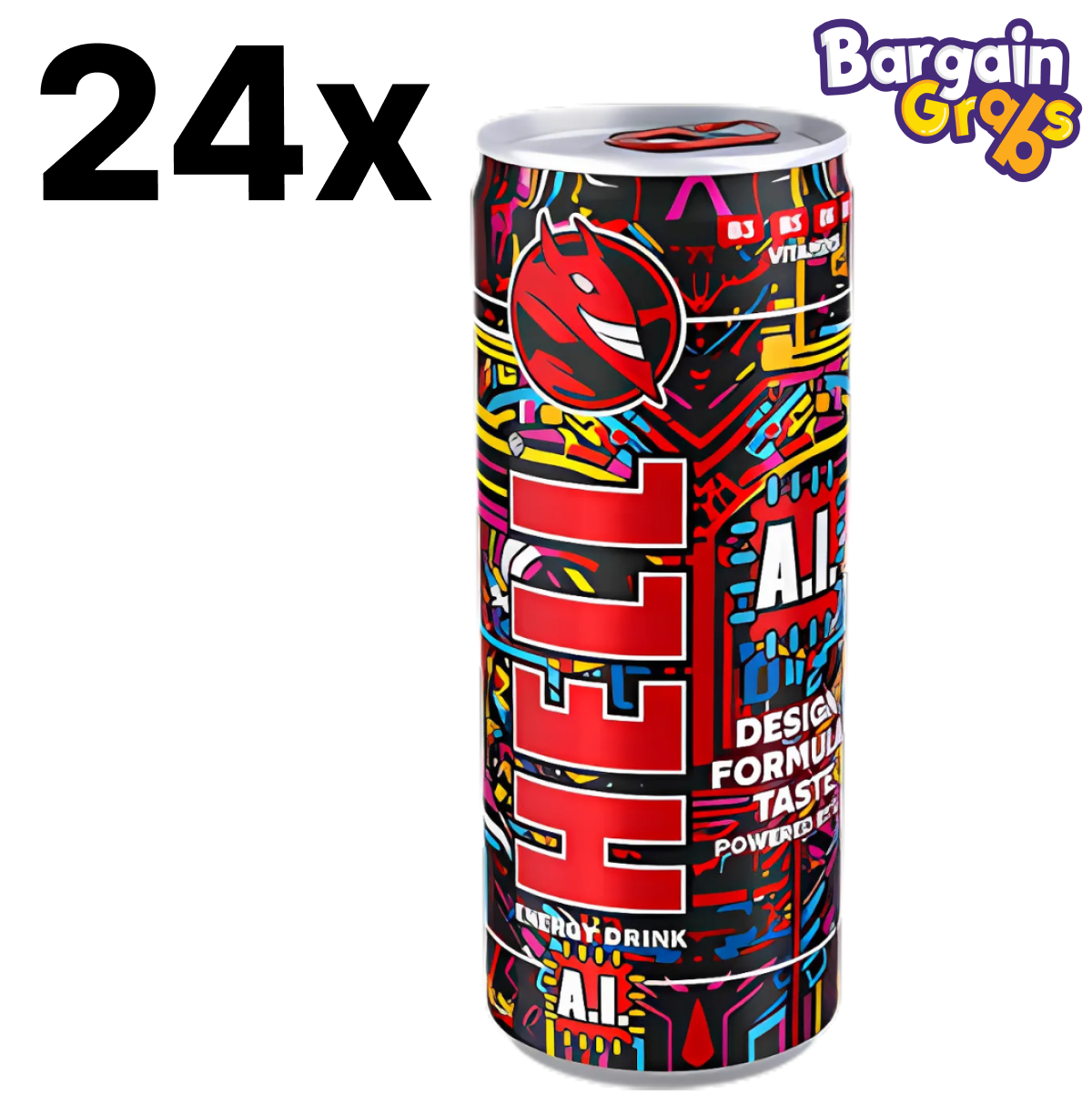 24 pack of Hell Energy Drink 250ml Limited Edition AI cans