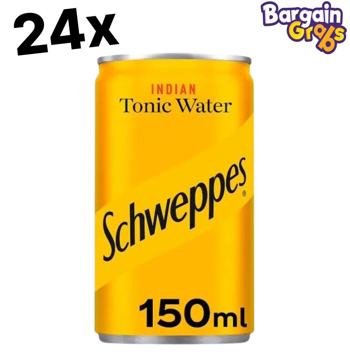 24 pack of 150ml Schweppes Tonic Water cans – classic mixer for gin, cocktails, and refreshing drinks