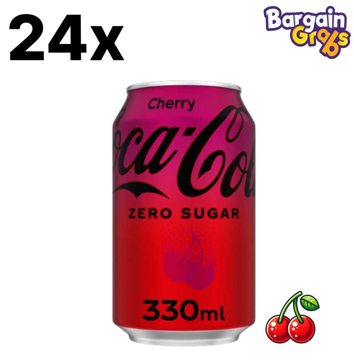24 pack of 330ml Coca-Cola Zero Sugar Cherry cans