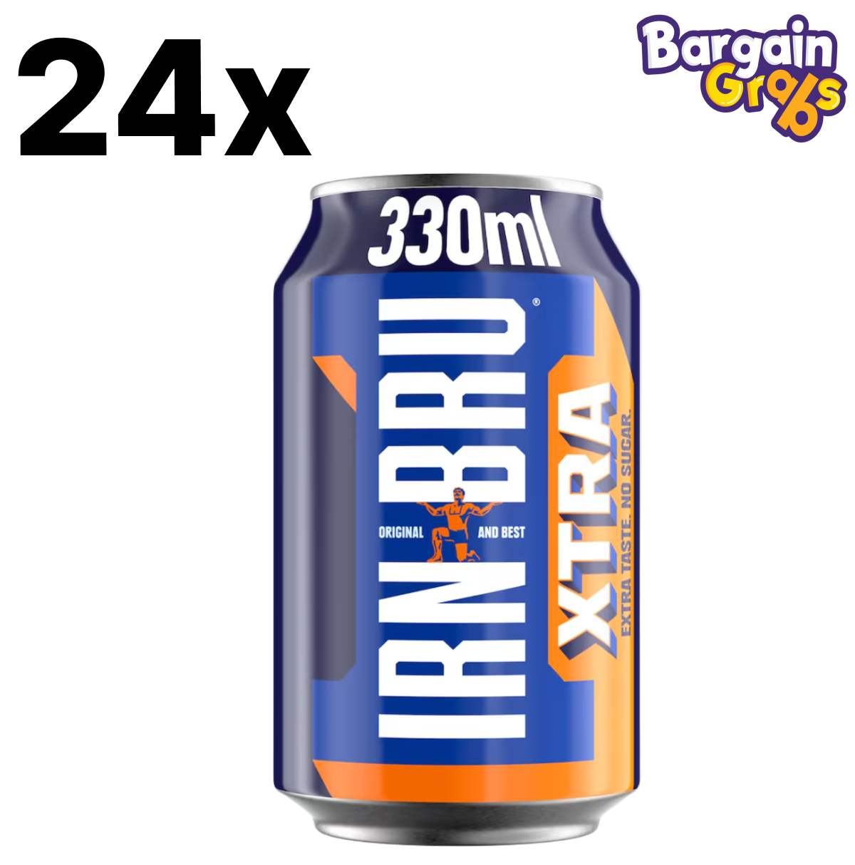 24 pack of 330ml IRN BRU XTRA sugar-free soft drinks in cans