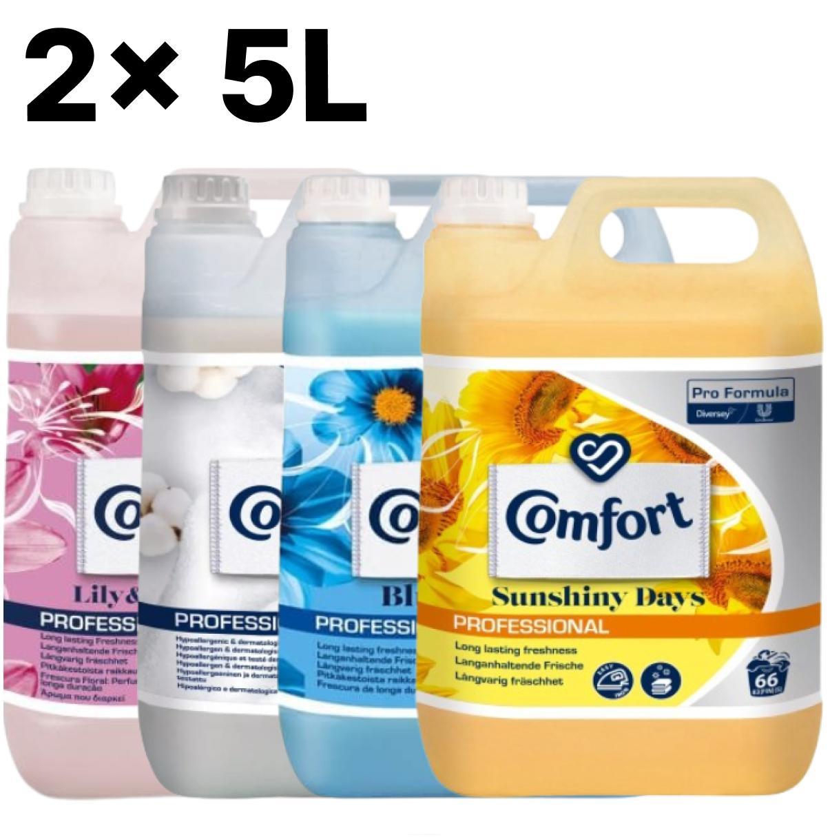 2 bottles of Comfort Professional Fabric Softener 5L – 132 washes for long-lasting freshness and softness