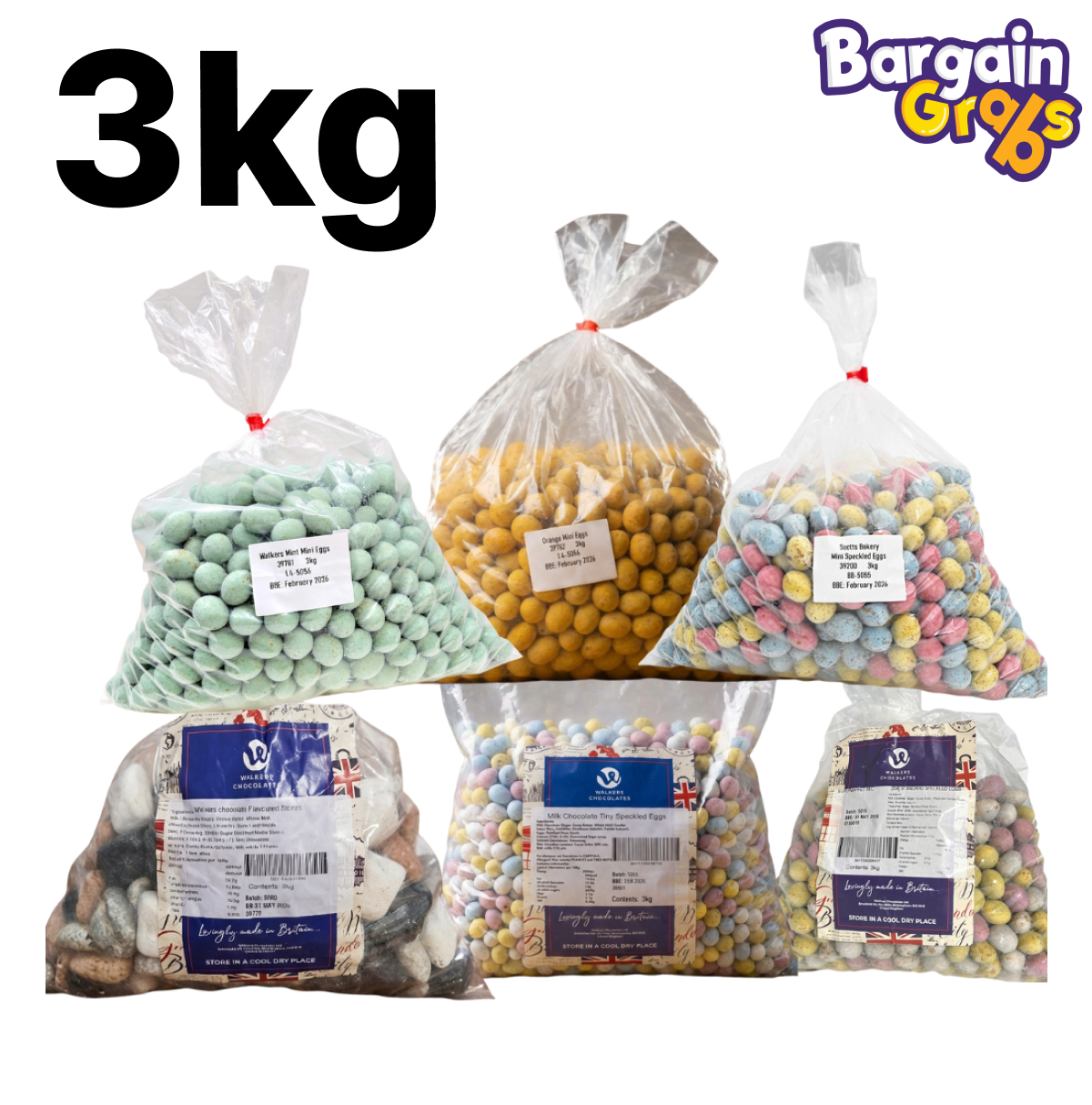 3kg bulk selection of chocolate and mini egg sweets – assorted Walkers and Scotts confectionery mix