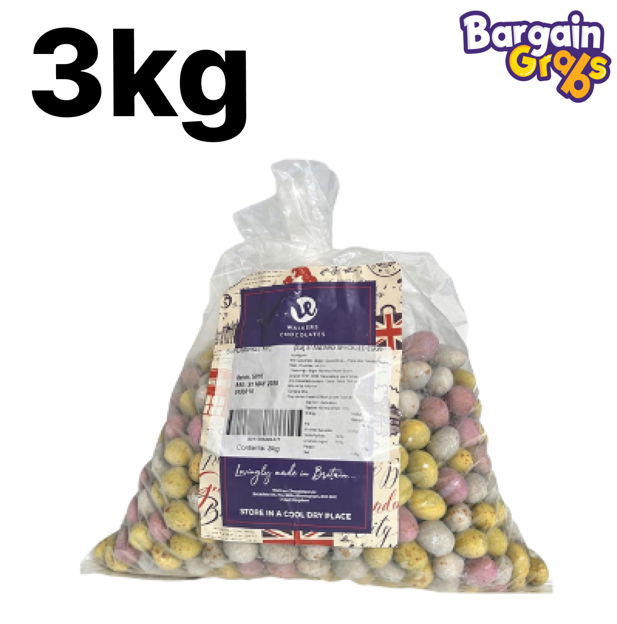 3kg bulk bag of Walkers Standard Speckled Eggs – candy-coated chocolate eggs for Easter or sharing
