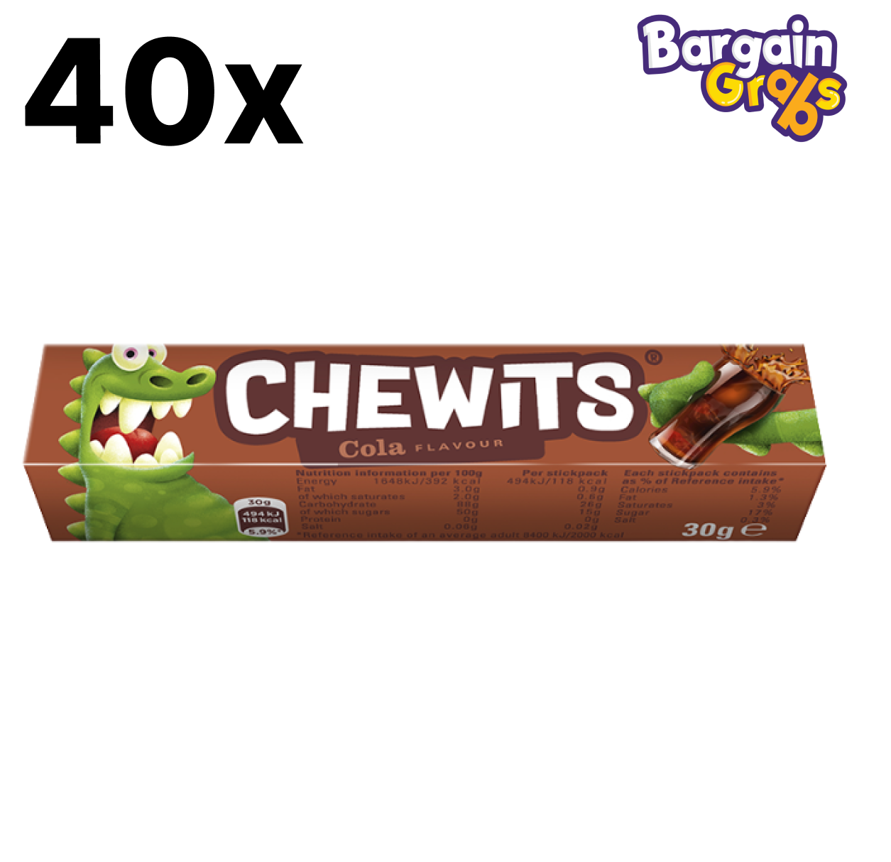 40 pack of Chewits Cola Flavour chews 30g each