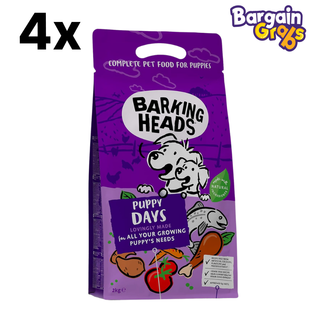 4 x 2kg Barking Heads Complete Dry Dog Food – premium dry food with wholesome ingredients for canine health