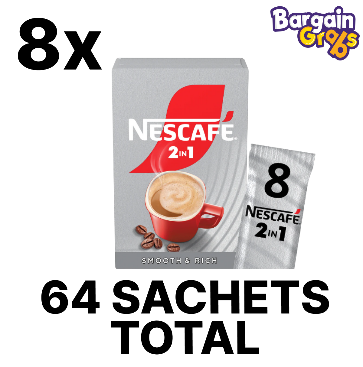 64 x 9g NESCAFÉ 2IN1 Original – instant coffee sachets with coffee and creamer, no added sugar