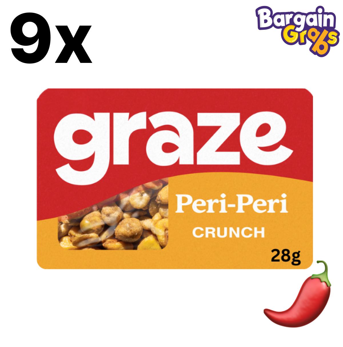 9 pack of 28g Graze Peri-Peri Crunch snack packs