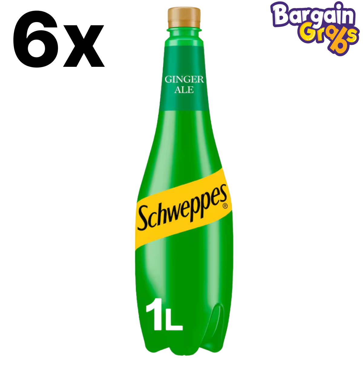 6 x 1L Schweppes Ginger Ale Bottles