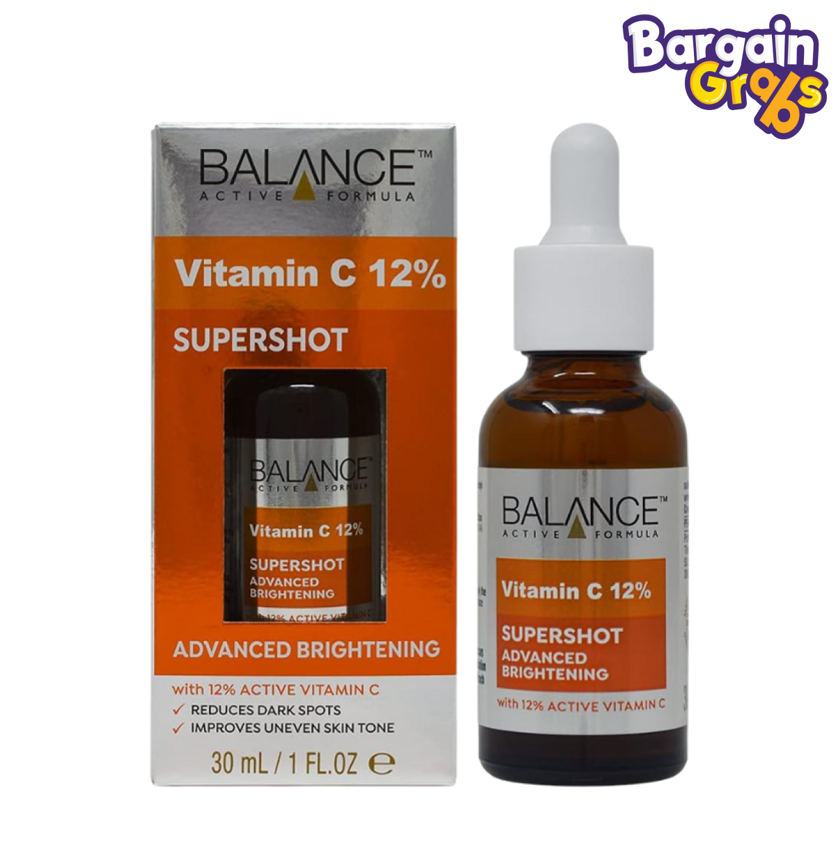 Balance Active Formula 12% Vitamin C Brightening Serum 30ml – boosts radiance and evens skin tone for a glowing complexion