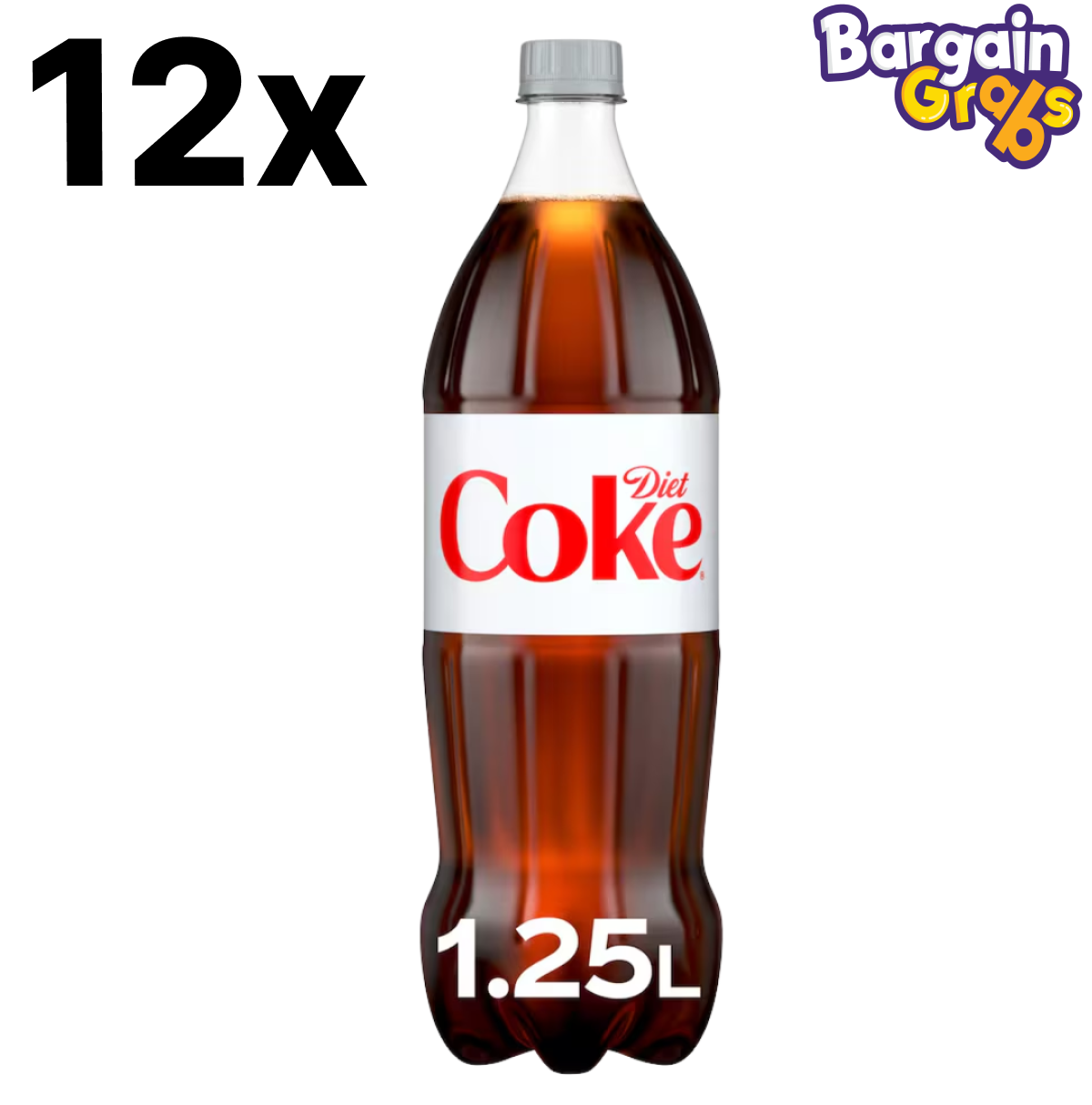 Pack of 12 Diet Coke Bottles, 1.25L each for a crisp, refreshing sugar-free soft drink