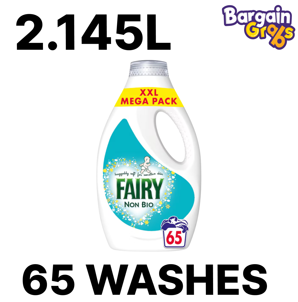 Fairy Non Bio Laundry Liquid – gentle detergent for sensitive skin, 65 washes per bottle