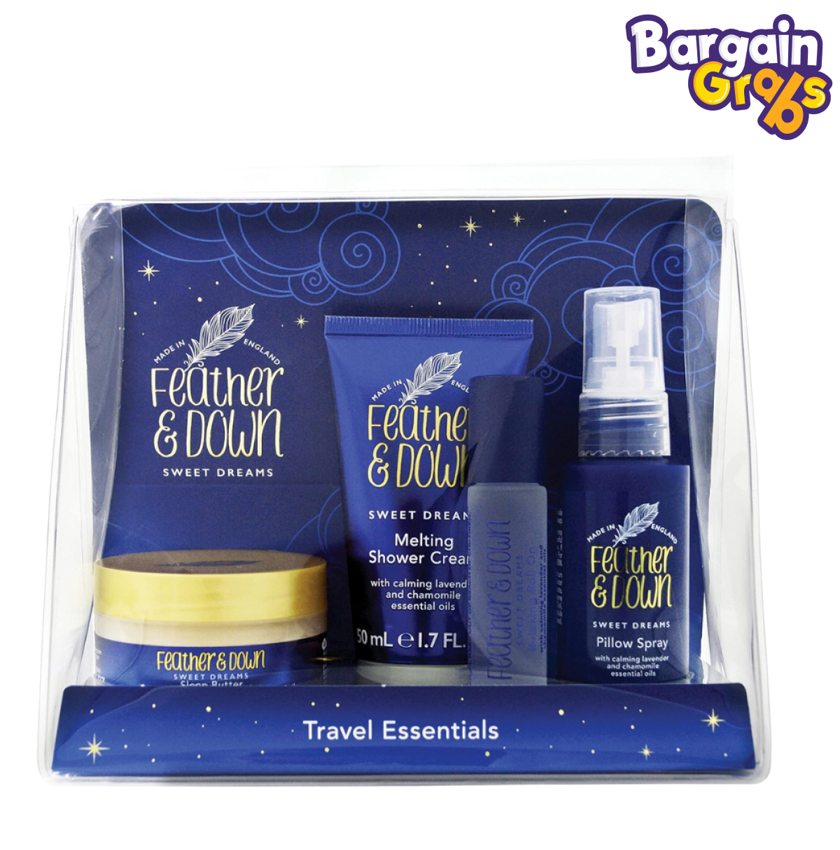 Feather & Down Travel Essentials Gift Set – relaxing mini sleep products ideal for travel and bedtime routines