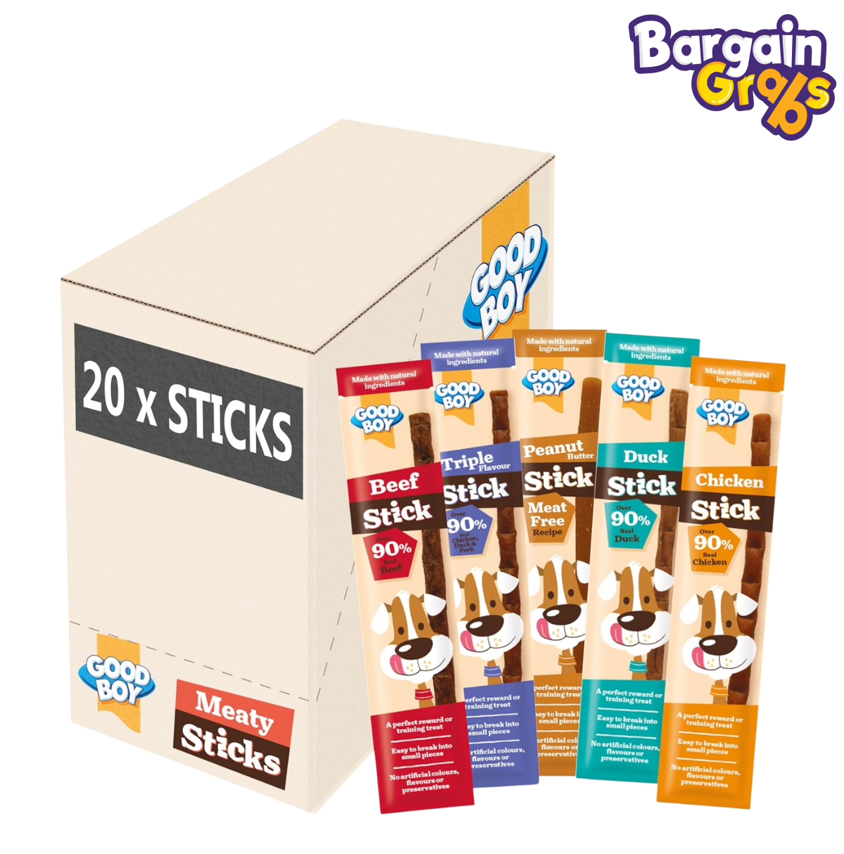 Good Boy Meaty Sticks Variety Pack – Natural Dog Training Treats Bulk Box 20 x 15g