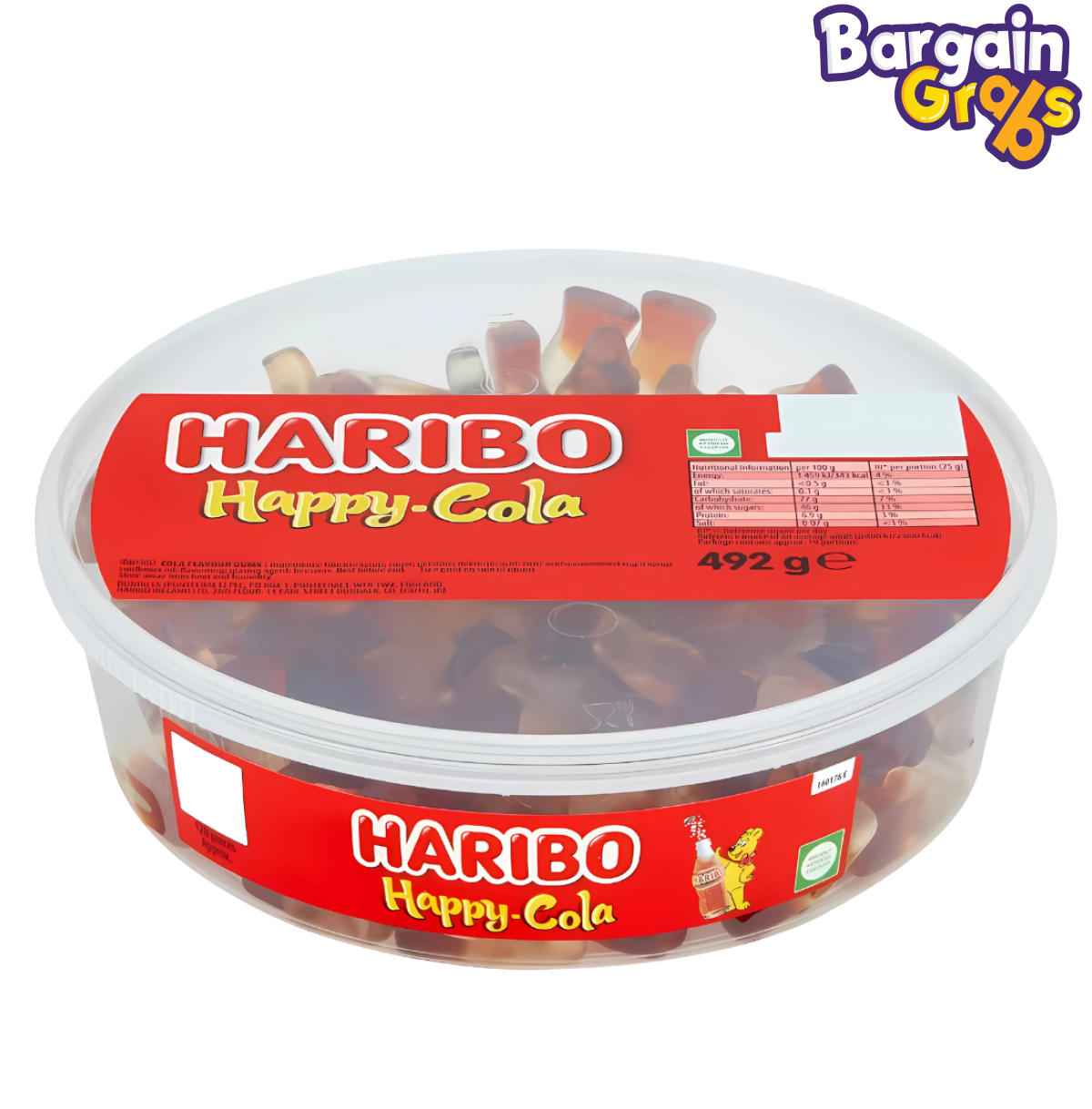 Haribo Happy Cola Gummy Sweets 492g – fizzy cola bottle-shaped jelly sweets in a large sharing bag