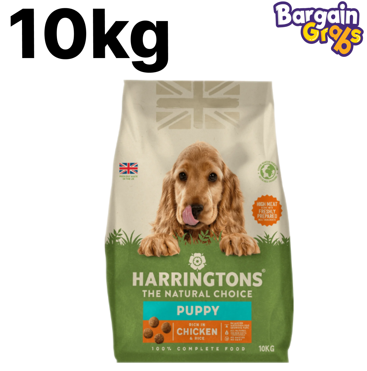 Harringtons Complete Puppy Dry Dog Food, 10kg bag with Chicken & Rice for balanced nutrition and healthy development