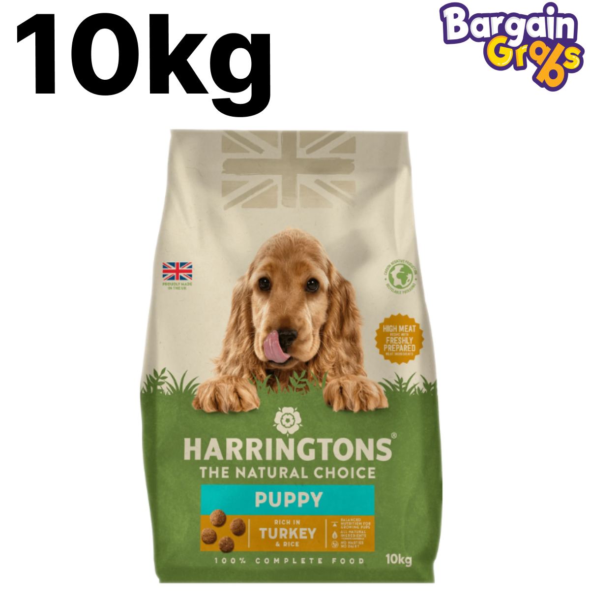 Harringtons Complete Puppy Dry Dog Food, 10kg bag with Turkey & Rice for gentle digestion and strong puppy growth