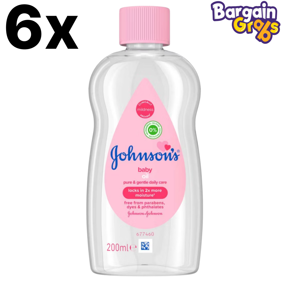 Pack of 6 Johnson's Baby Oil Bottles, 200ml each for gentle moisturising and soft baby skin care