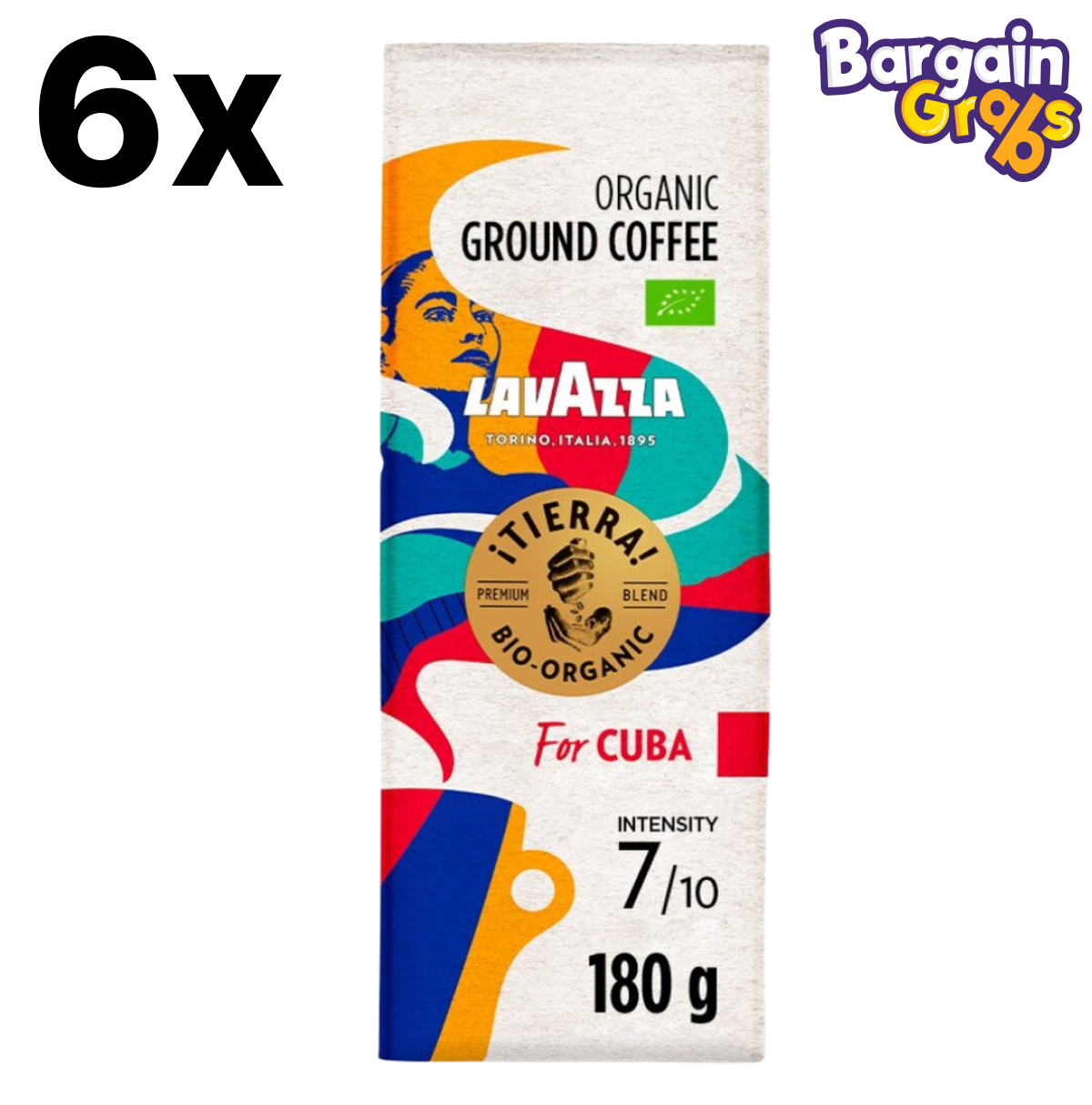 Lavazza Tierra for Cuba Organic Ground Coffee 6 x 180g pack – premium organic blend