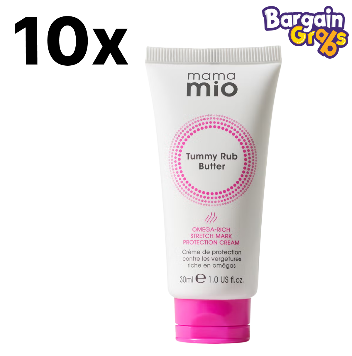 10-pack of 30ml Mama Mio The Tummy Rub Butter – nourishing stretch mark cream for pregnancy skincare