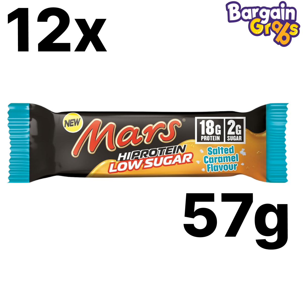 12 pack of Mars Salted Caramel Protein Bars, 57g each – high protein snack with caramel flavor