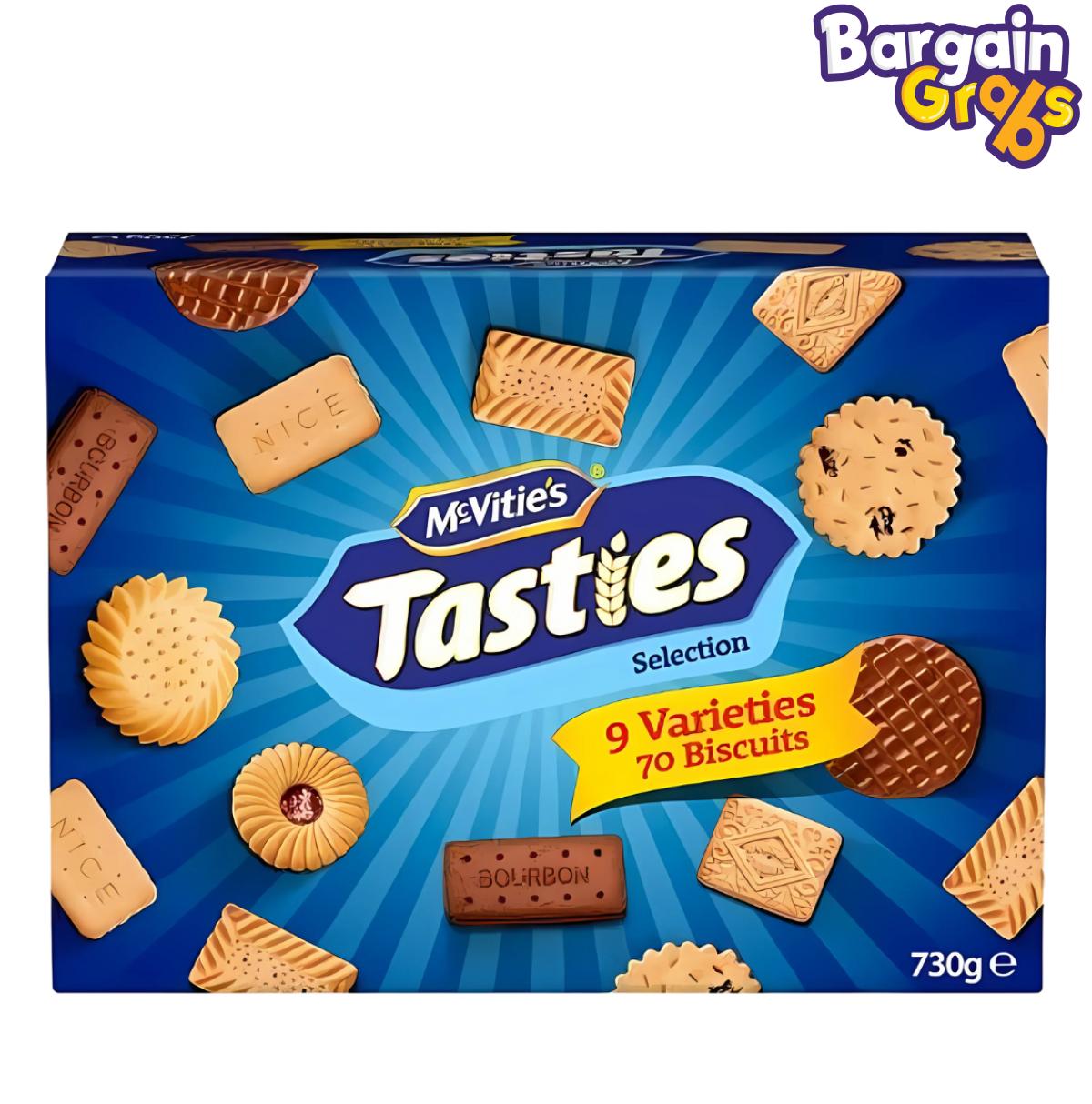 McVitie’s Tasties Biscuit Selection 730g – assorted biscuits in a sharing box for snacking and gifting