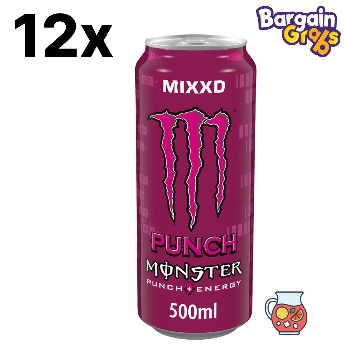 12 pack of 500ml Monster Mixed Punch energy drink cans