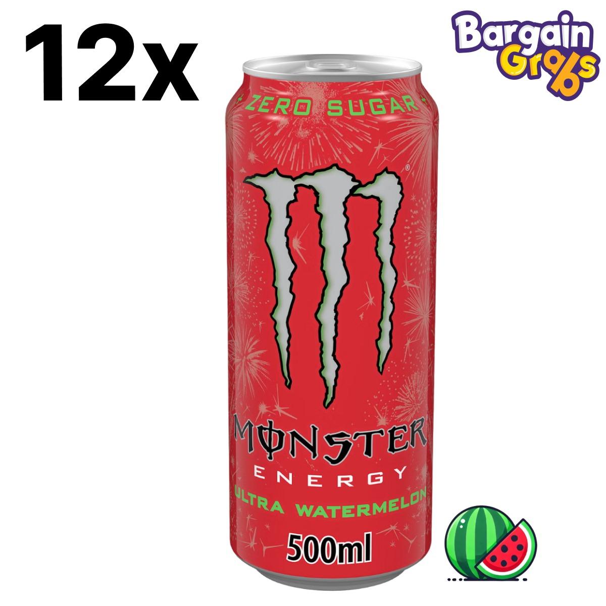 12 pack of 500ml Monster Ultra Watermelon energy drink cans