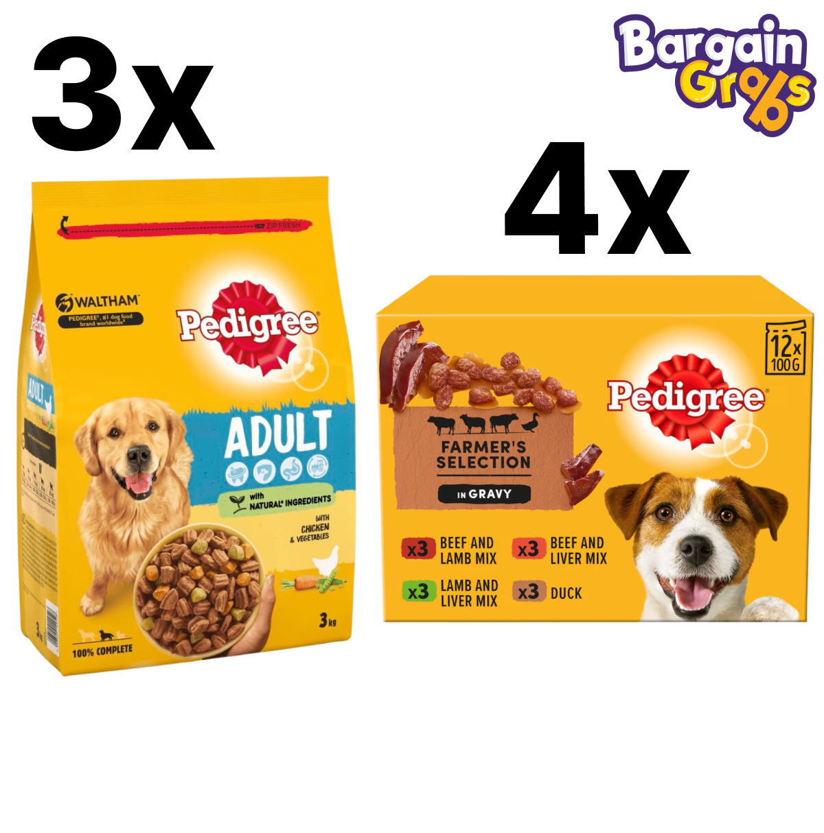 PEDIGREE adult dog food bundle with wet and dry food options for balanced nutrition