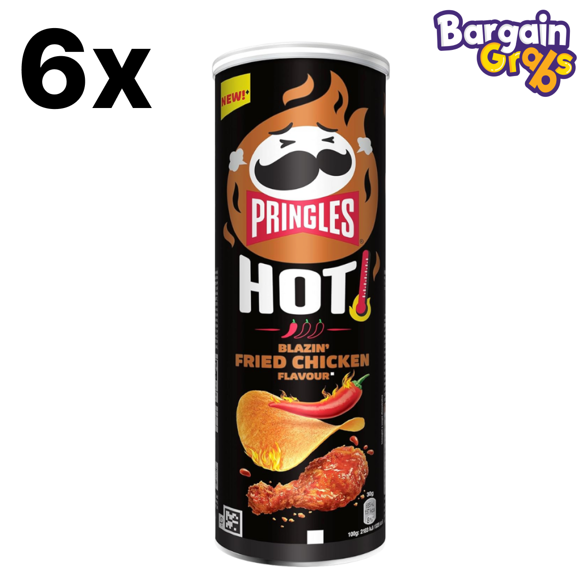 Pringles Hot Fried Chicken Crisps 6 x 160g – Savoury Spicy Potato Chips
