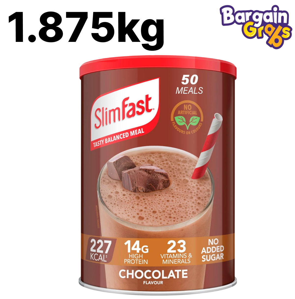 SlimFast Balanced Meal Shake Chocolate Flavour 1.875kg tub with 50 servings
