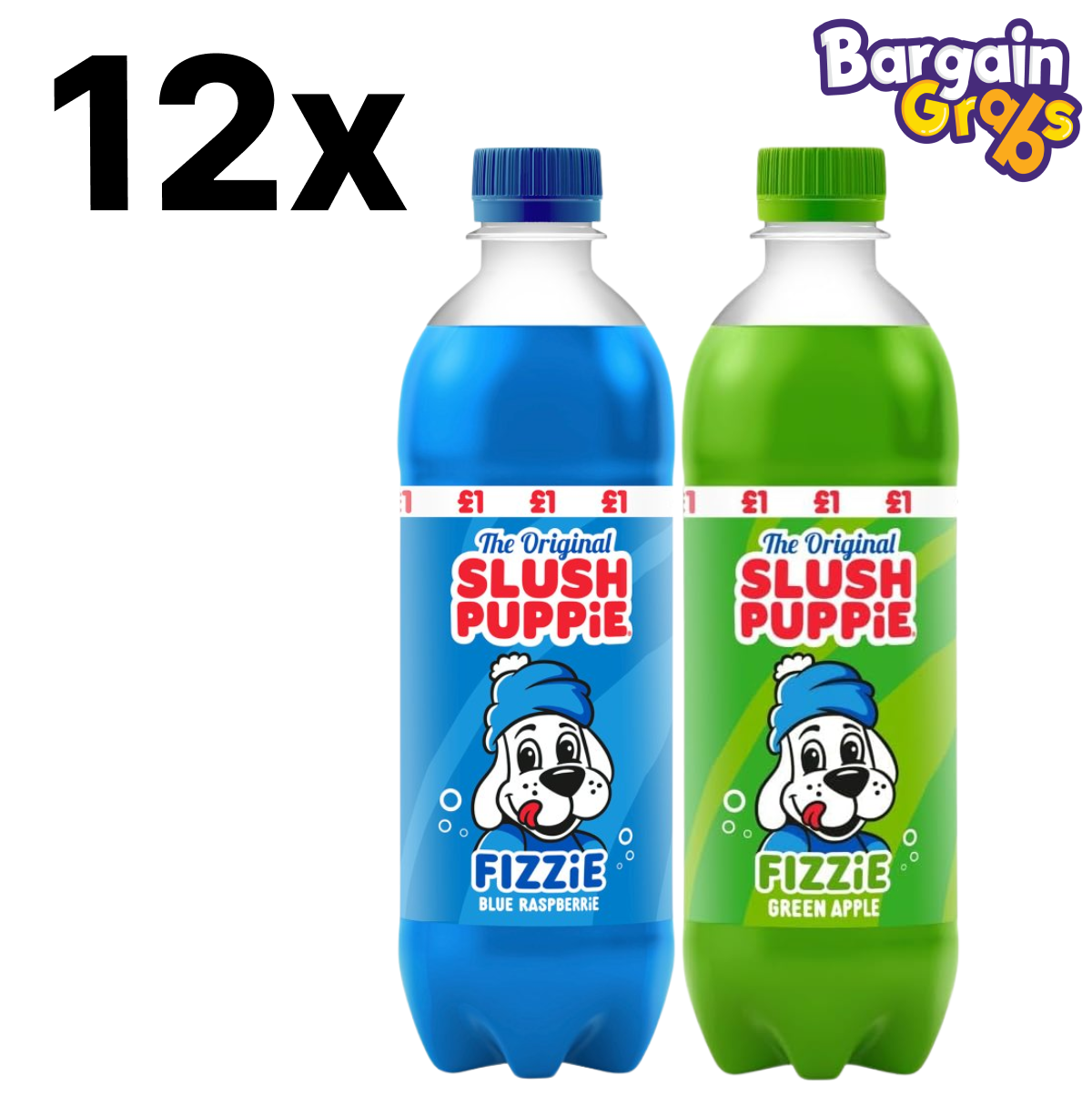 Slush Puppie Fizzie Soft Drink 500ml Pack of 12 – available in Blue Raspberry or Green Apple flavour, fun and fizzy refreshment