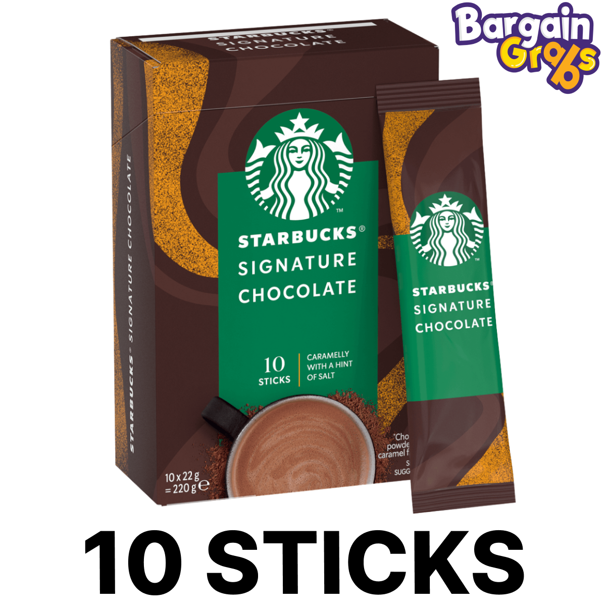 Pack of 10 Starbucks Signature Salted Caramel Hot Chocolate Sachets, 20g each for a rich and indulgent drink