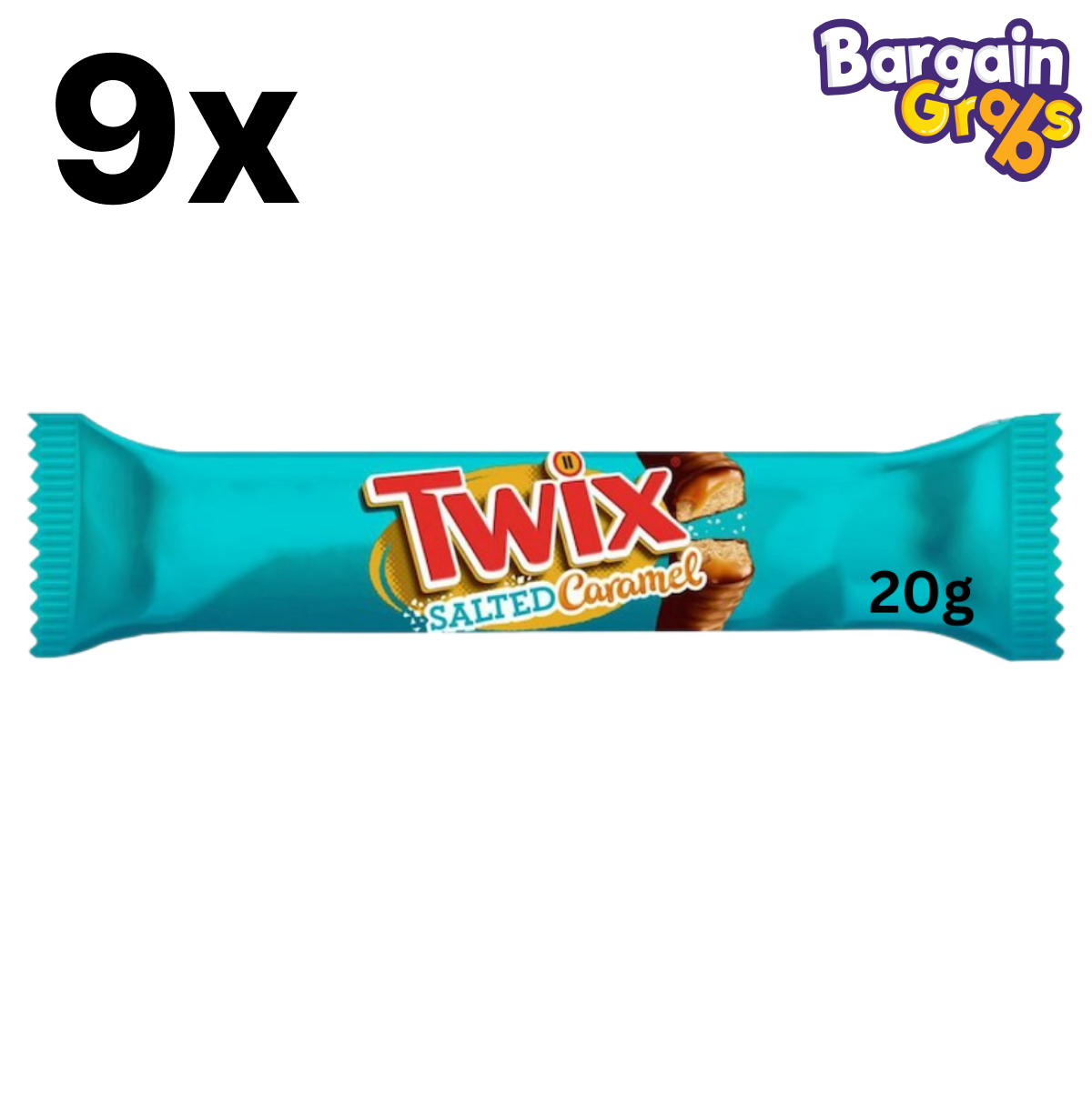 Twix Salted Caramel Chocolate Bars 9 x 20g – Crunchy Biscuit with Caramel & Milk Chocolate