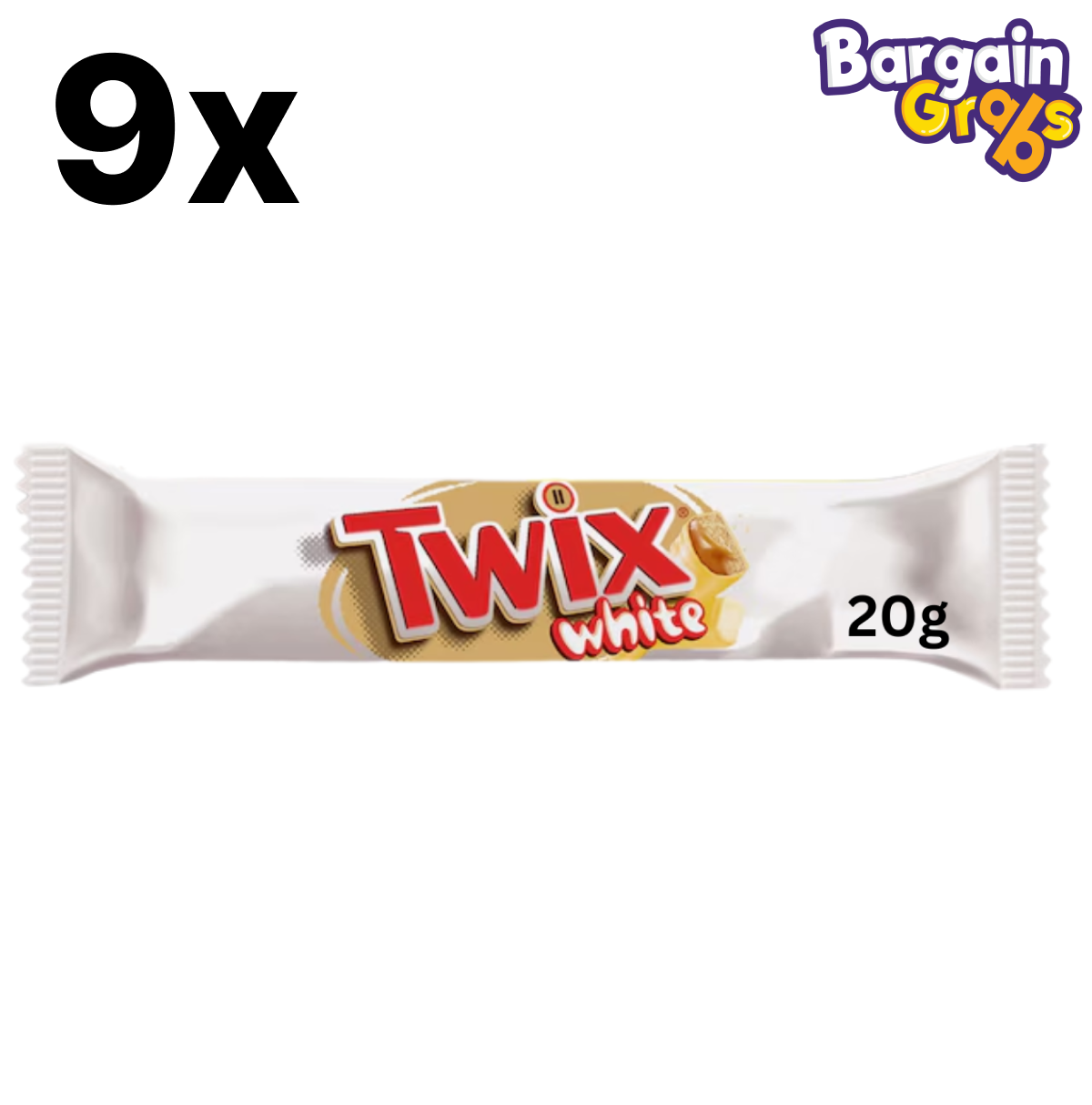 Twix White Chocolate Bars 9 x 20g – Crunchy Biscuit with Caramel & White Chocolate