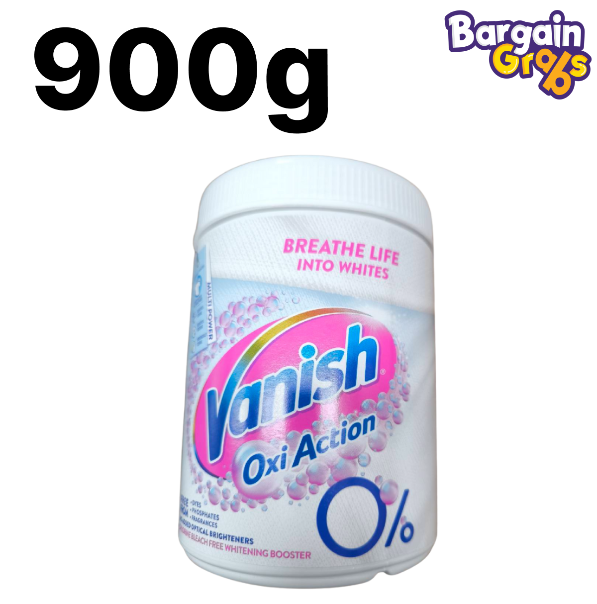 Vanish Whitening Booster and Stain Remover Powder 900g tub for effective fabric stain removal and whitening