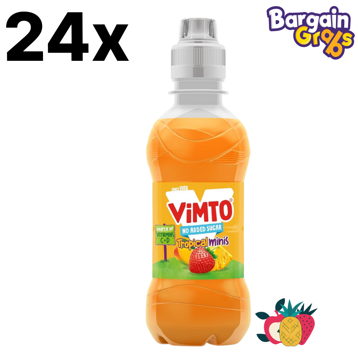 Pack of 24 x 250ml Vimto Kids Tropical Still Juice Drinks – fruity and refreshing beverage for children