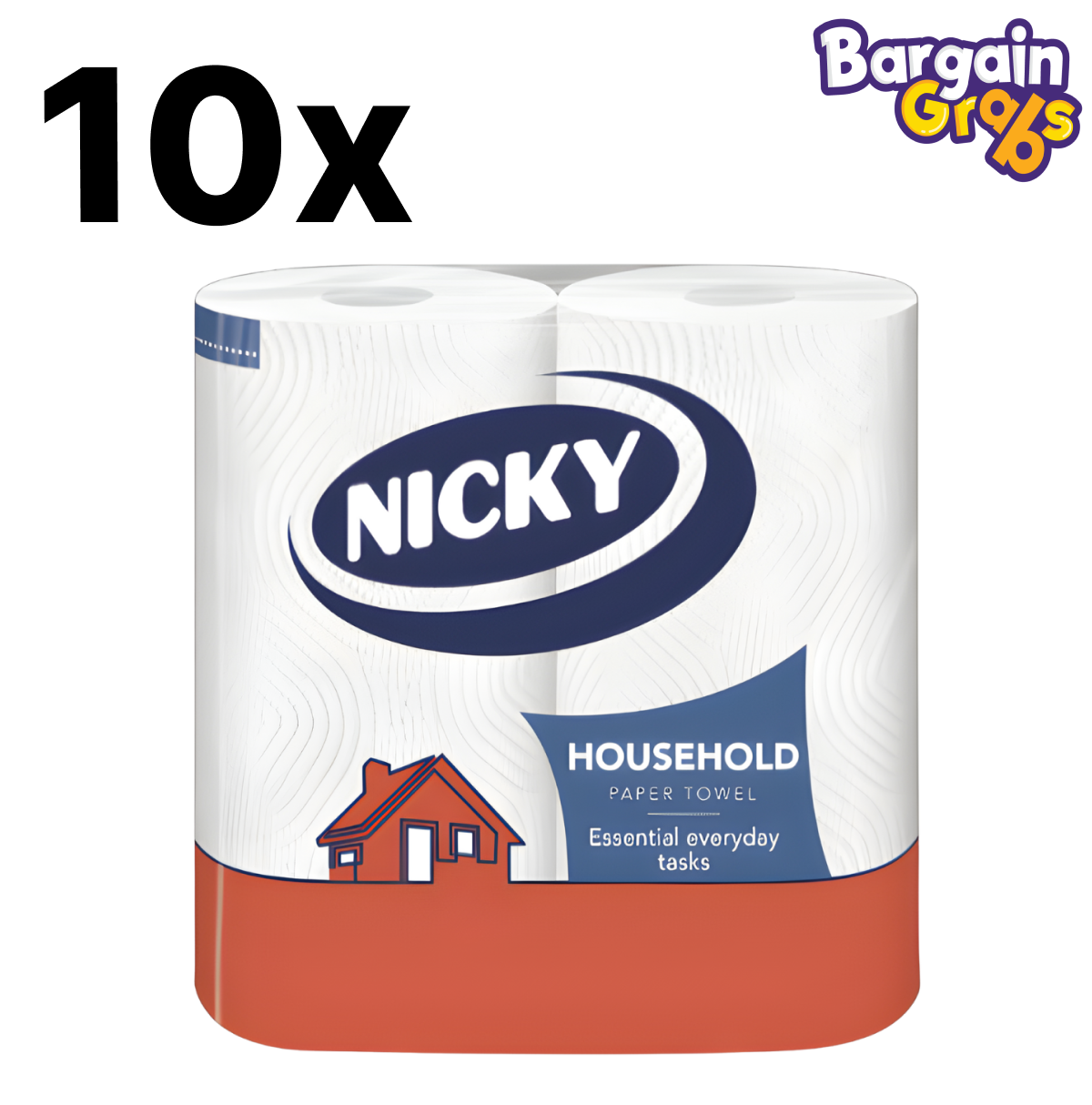 10 x 2 Pack Nicky Kitchen Household Roll 2PLY – strong and absorbent paper towels for everyday kitchen cleaning tasks