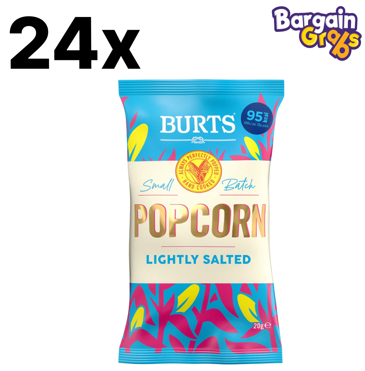24 x 20g Burts Lightly Salted Popcorn snack packs – gluten-free light savoury popcorn