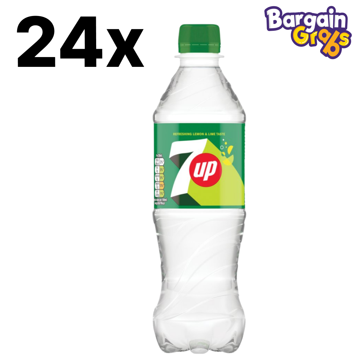 Pack of 24 x 500ml 7Up bottles – refreshing lemon-lime soft drink
