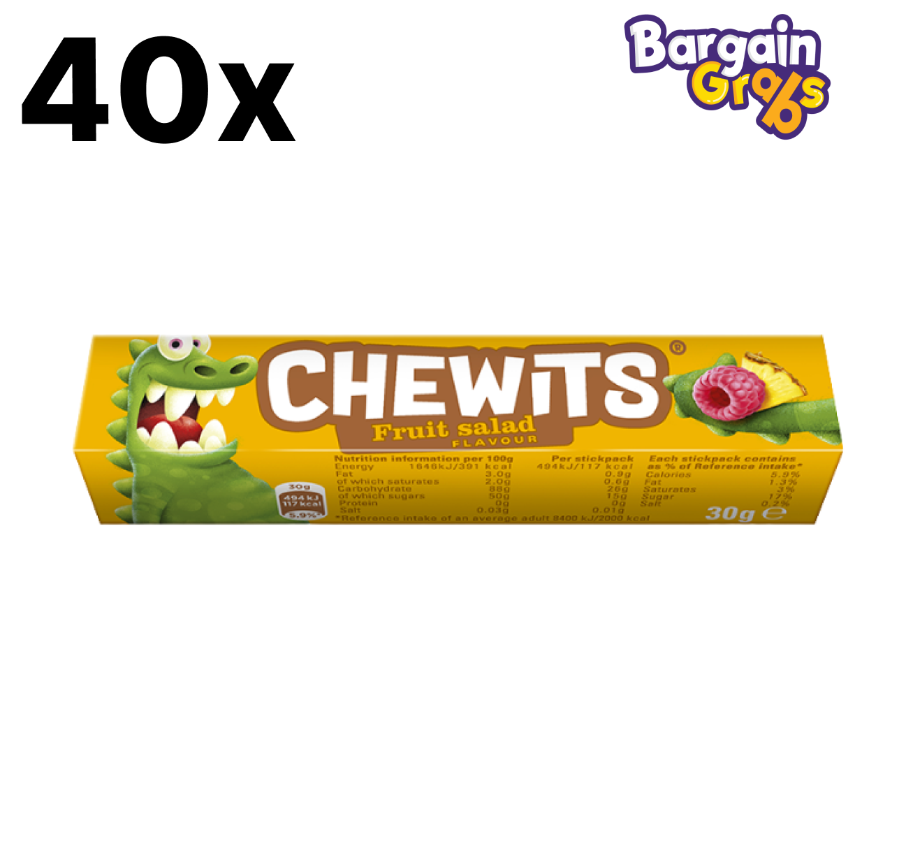 40 pack of Chewits Fruit Salad Flavour chews 30g each