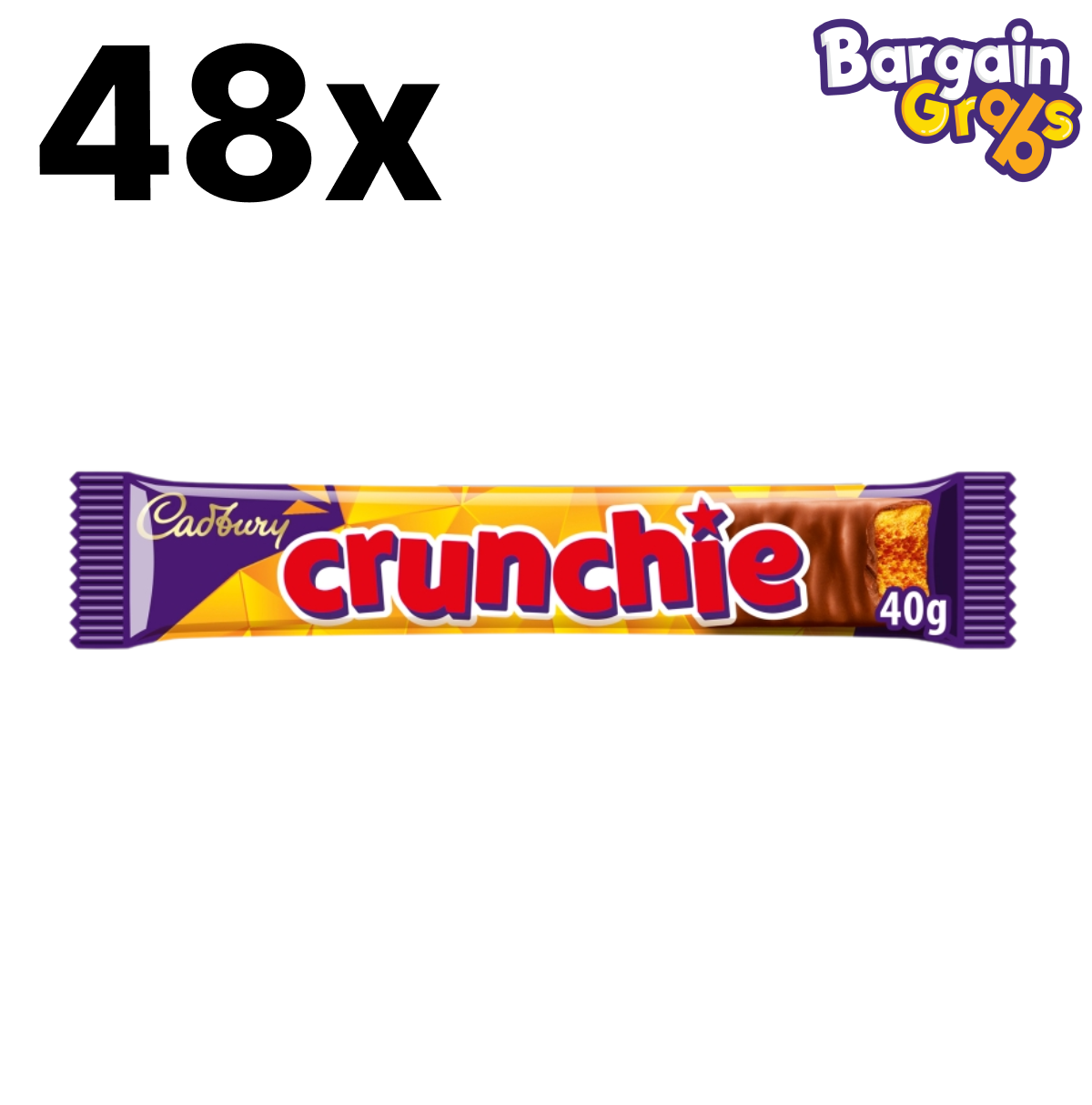 48 x 40g Cadbury Crunchie honeycomb chocolate bars – multipack of crunchy milk chocolate treats