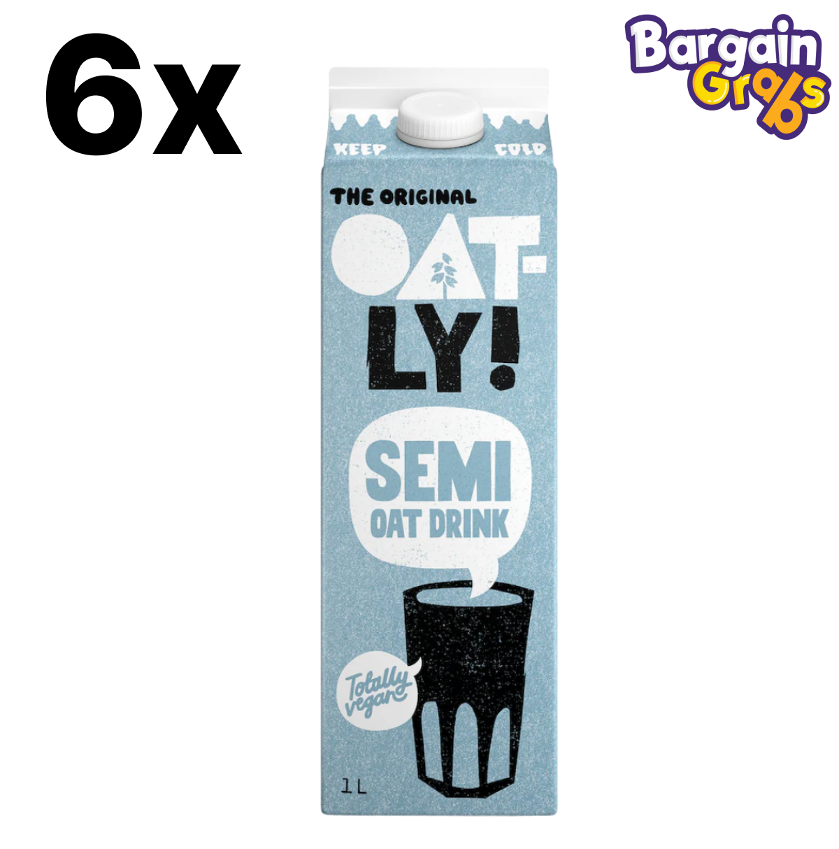 Pack of 6 x 1L Oatly Semi Oat drinks – creamy plant-based milk alternative