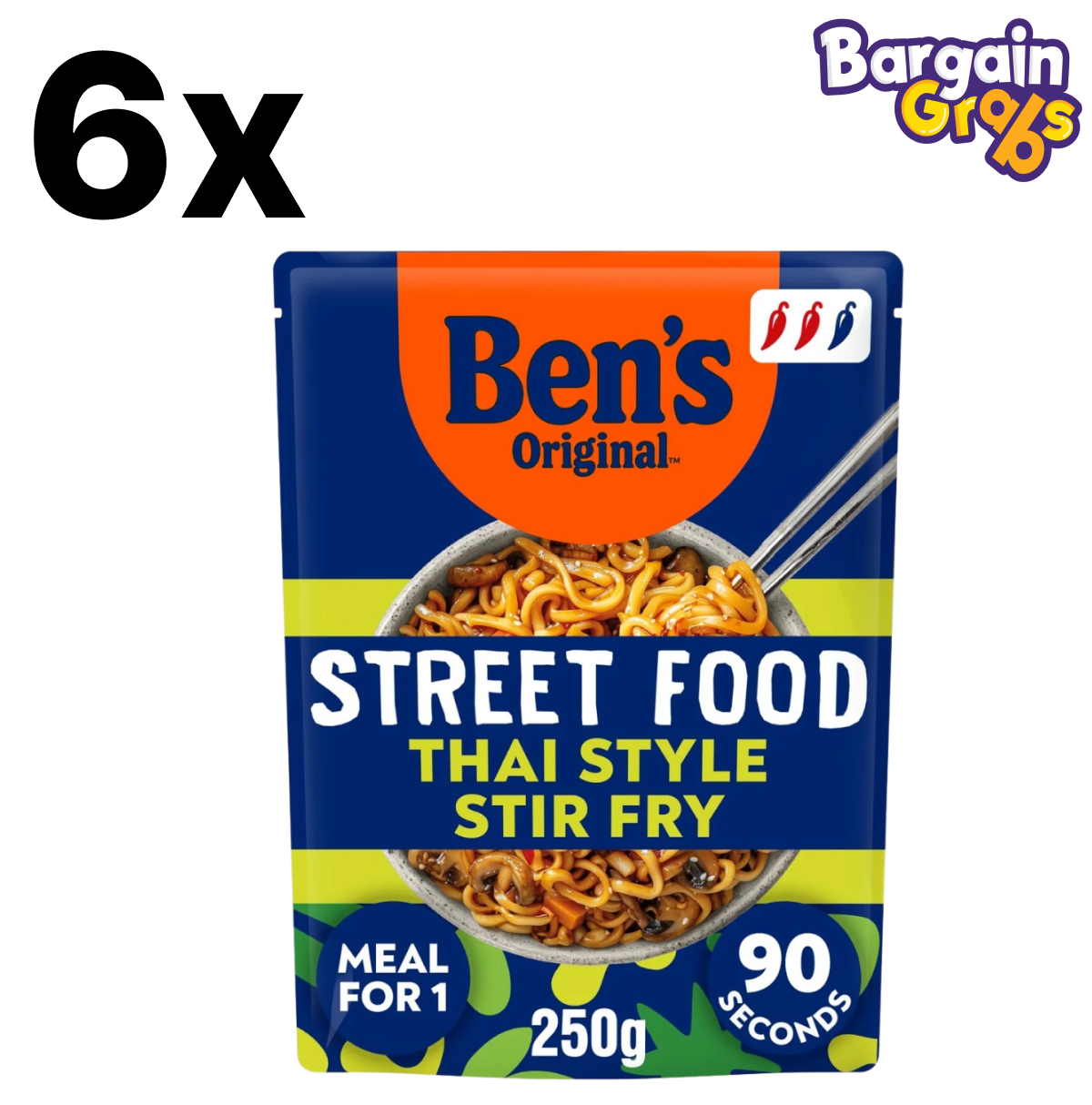 Pack of 6 x 250g Ben's Original Street Food Thai Stir Fry – quick and easy Thai-inspired rice meal