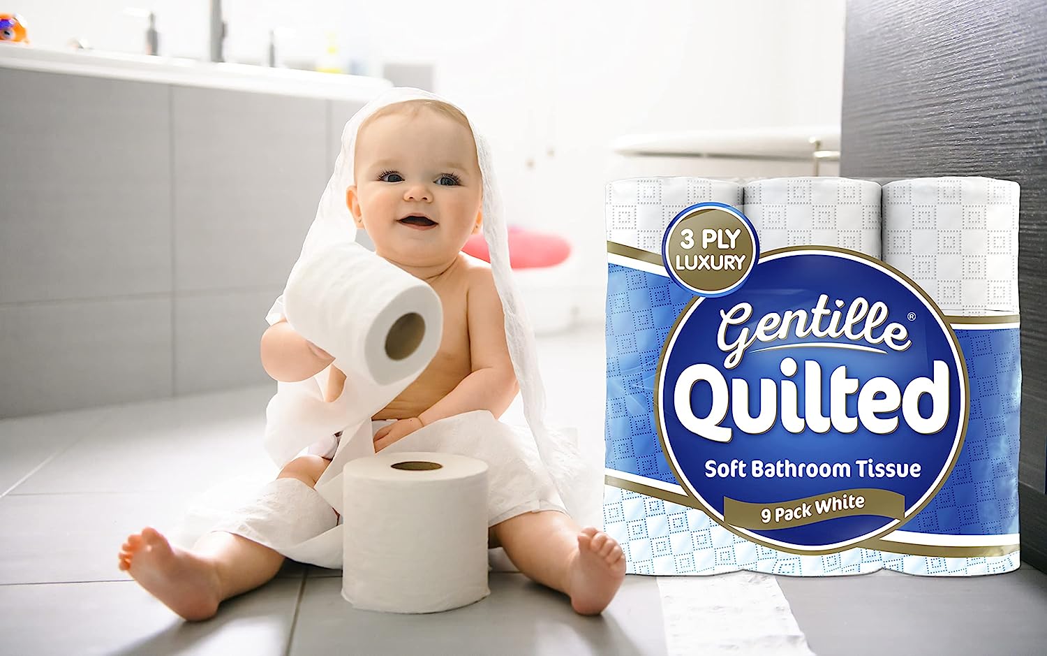 54 Rolls Gentille Quilted 3 ply Luxury Soft & Strong Toilet Tissue Roll Paper