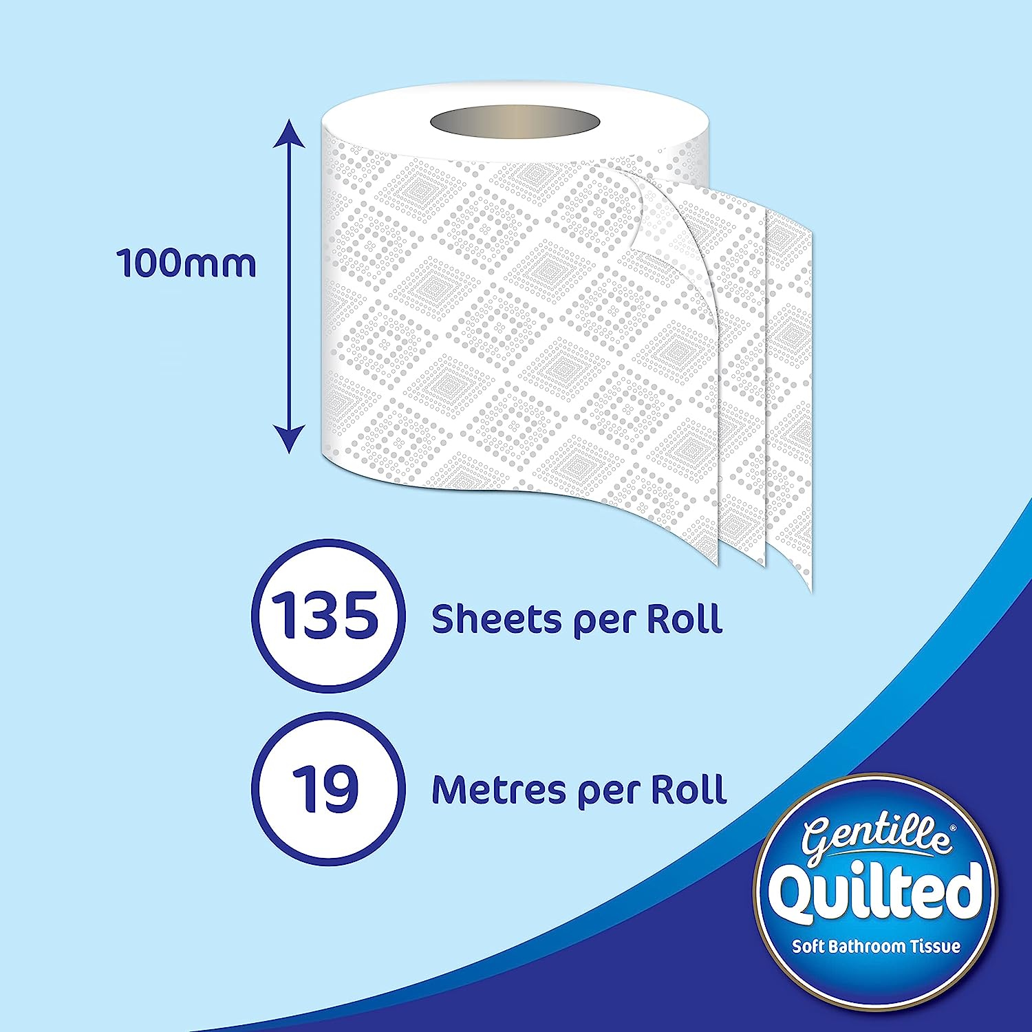 54 Rolls Gentille Quilted 3 ply Luxury Soft & Strong Toilet Tissue Roll Paper