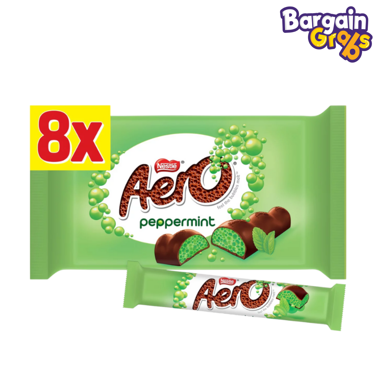 8 x 27g Aero Peppermint chocolate bars multipack – minty bubbly milk chocolate treats